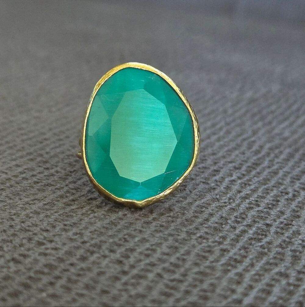 Zeyzey Faceted Green💚 Agate Statement Ring💍 - Picture 13 of 16